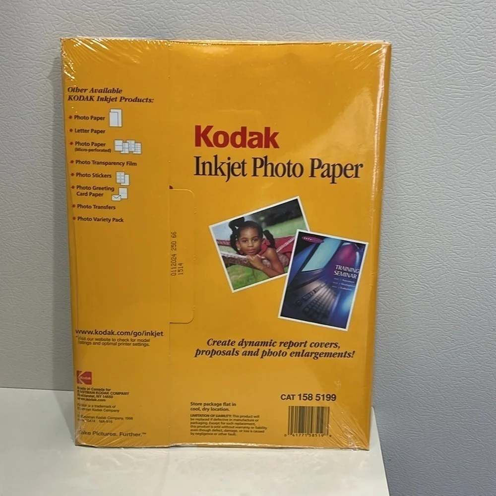 Kodak Inkjet Photo Paper‎ Vintage 8.5x11 15 sheets 117 lb paper SEALED
